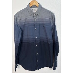 Original Penguin Mens M Blue Ombre Gradient Stripe Long Sleeve Button DownShirt